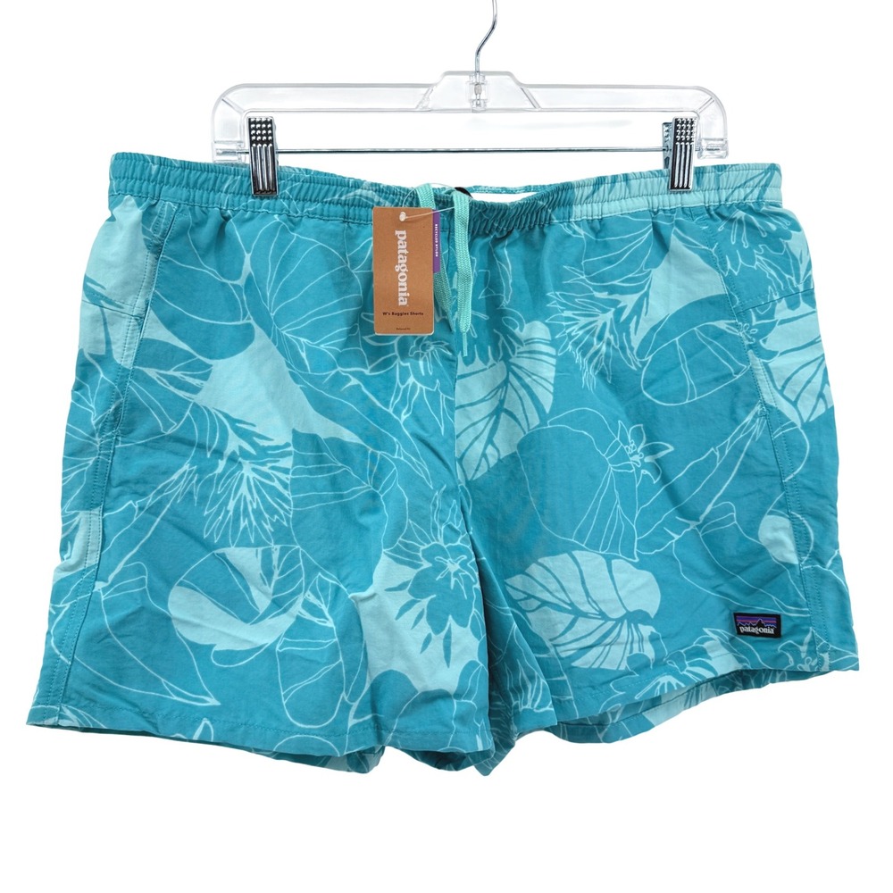 NEW Patagonia Baggies 5" Shorts Womens XL Valley Flora Strait Blue Quick Drying